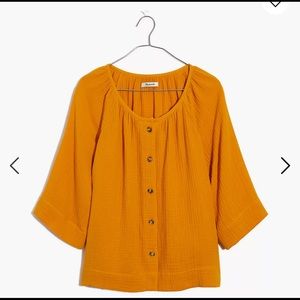 Madewell Gauze Button-Front Raglan Top
